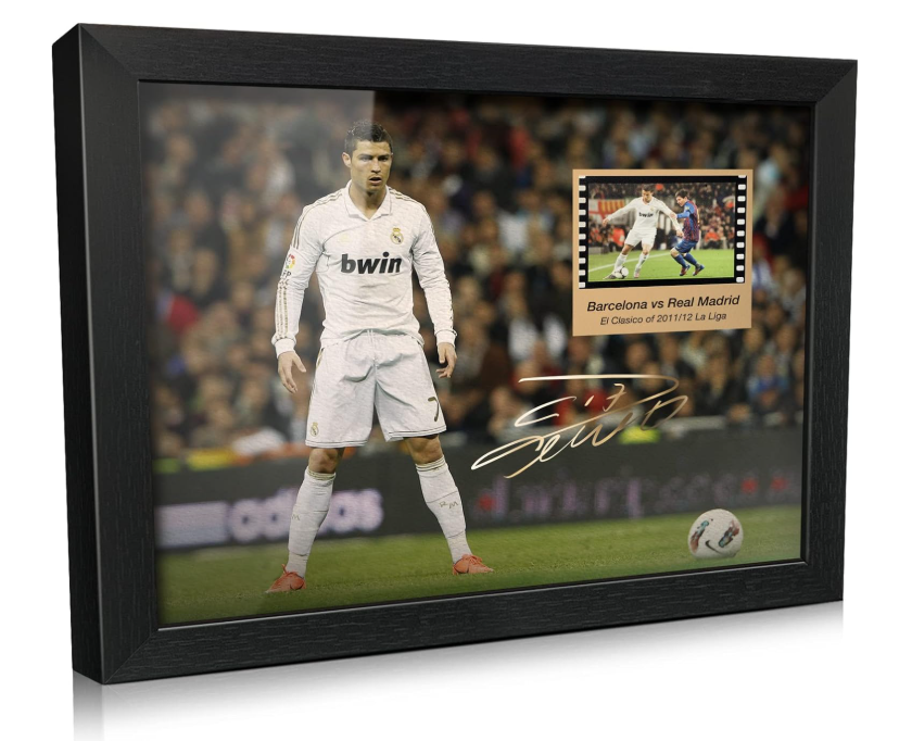 ORIMAMI Signed Ronaldo Poster Photo Desktop Framed Picture 8x6 Inches, with 1x35mm Film